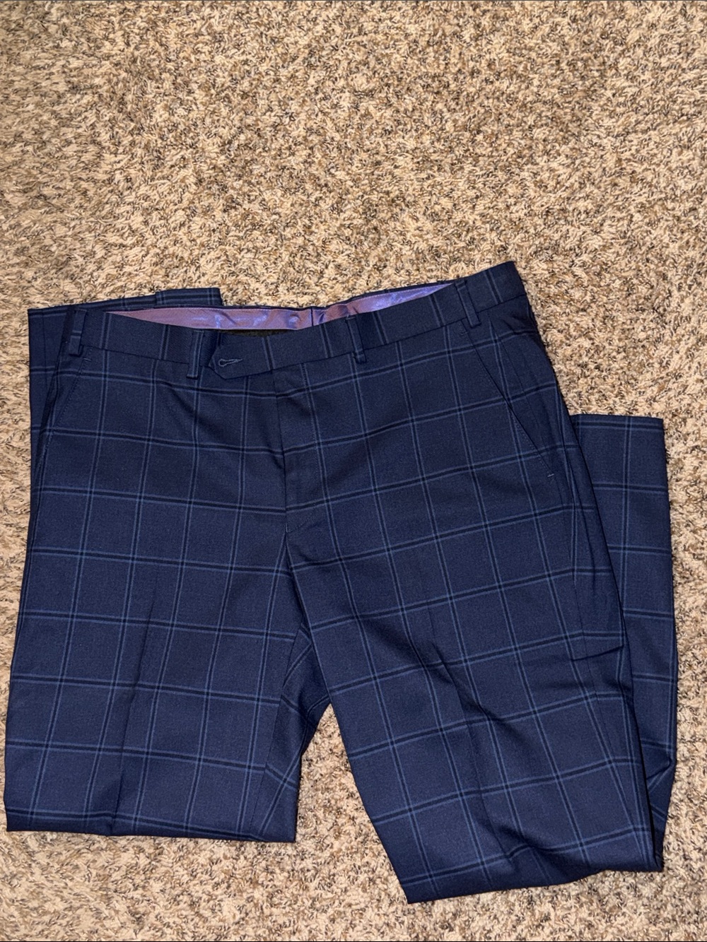 Sean John Navy Windowpane Dress Pants